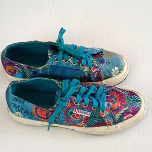 SUPERGA Style  S00CSG0 SATIN BROCADE SNEAKERS TURQUOISE 38/7